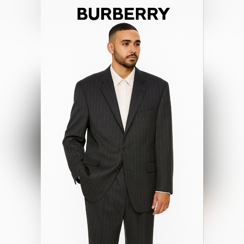 Like New Burberry Pinstripe Grey Blazer 100% wool